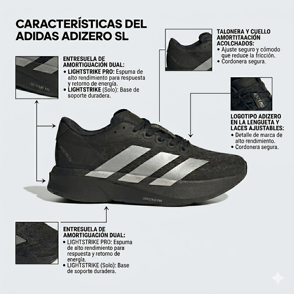 ADIDAS ADIZERO SL • Máximo Confort • 70% OFF Solo Hoy